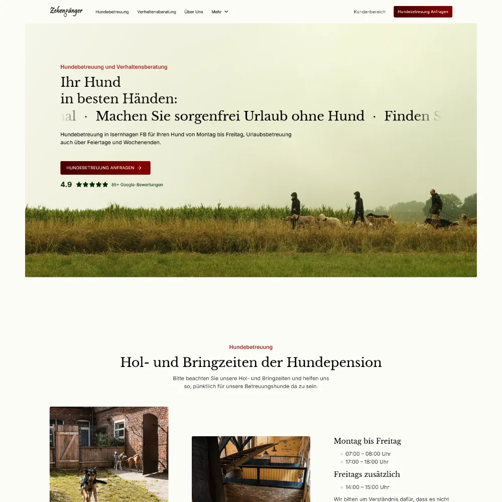 Kunde Zehengänger: Screenshot Startseite